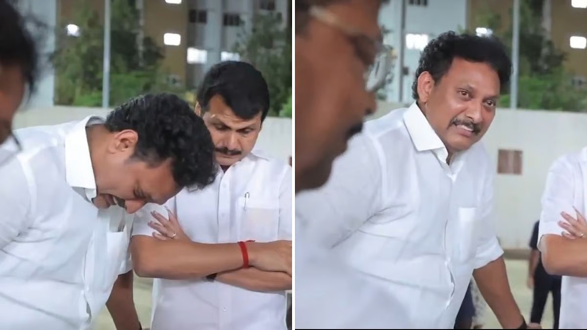 குழந்தைகளின் உடல்களை பார்த்து கண்ணீர் விட்டு கதறி அழுத அமைச்சர் அன்பில் மகேஷ்… “ஆறுதல் சொன்ன செந்தில் பாலாஜி”… வைரலாகும் வீடியோ…!!!
