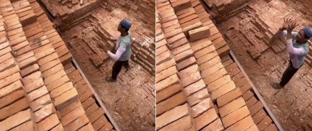 நம்ம நாட்டில் திறமைக்கு பஞ்சம் இல்லை..! “கீழே இருந்து தூக்கிப்போட பறந்து போய் அழகாக அடுக்கிய செங்கல்”… வாலிபரின் அசாத்திய திறமை… ஆச்சரிய வீடியோ..!!!