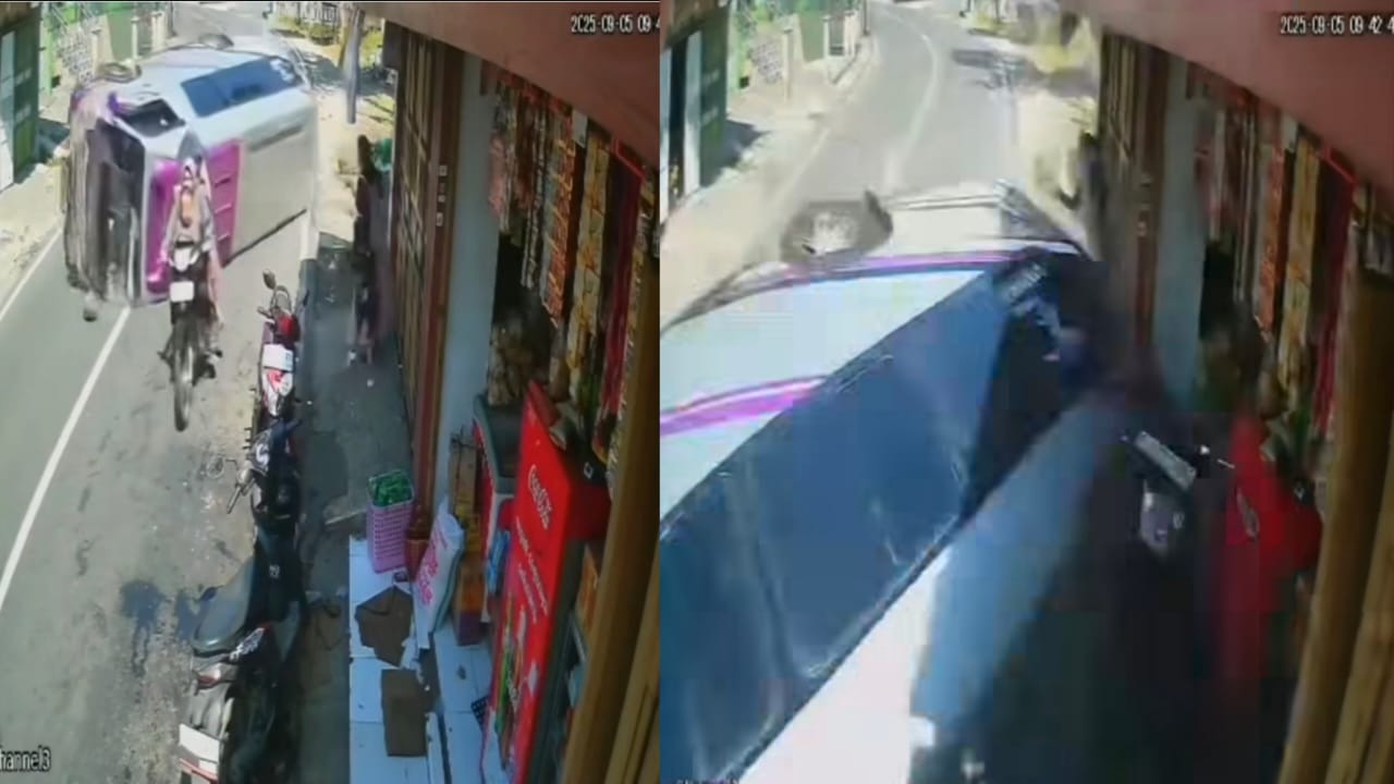எதுக்குடா இவ்வளவு ஸ்பீடு..! “அதுவும் வளைவில்”… கண்மூடித்தனமாக வந்த கார்… அந்தப் பொண்ணும் குழந்தையும் Safe.. ஆனால் பைக்கில் வந்தவரின் கதி… பகீர் வீடியோ…!!!