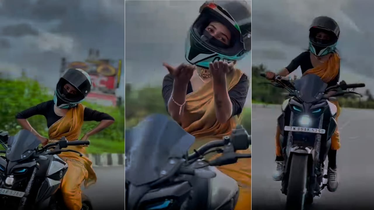 யாரும்மா நீ…. ஆண்கள் மனதை கொள்ளை கொண்ட பெண் TTF  பைக்கில் கெத்து காட்ட முயன்று சிக்கலில் சிக்கிய பெண்..!!!