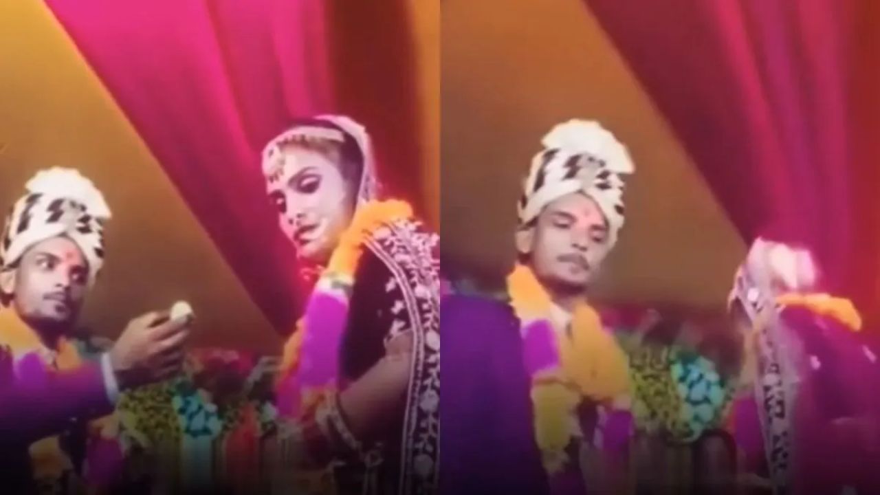 ஸ்டேஜில் மணப்பெண்ணுக்கு லட்டு கொடுத்த மணமகன்…. வாங்க மறுத்த பெண்… அடுத்து என்ன செய்தார் தெரியுமா?… வைரலாகும் வீடியோ…!!!