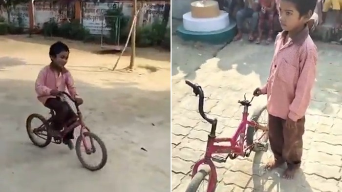 “ஒரு கைப்பிடி இல்லை, சீட் இல்லை, பிரேக் கூட பிடிக்காது”… ஆனாலும் தினமும் இந்த சைக்கிளில் தான் குழந்தை பள்ளிக்கு போகுது… மனதை உடைக்கும் சம்பவம்…!!