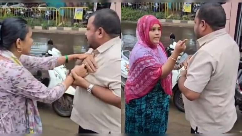 எப்ப பாத்தாலும் ஆபாசமா மெசேஜ் அனுப்பிவியா..? “நடு ரோட்டில் ஓட்டுநரை வெளுத்து வாங்கி பாடம் புகட்டிய  பெண்கள்”… வைரலாகும் வீடியோ..!!!