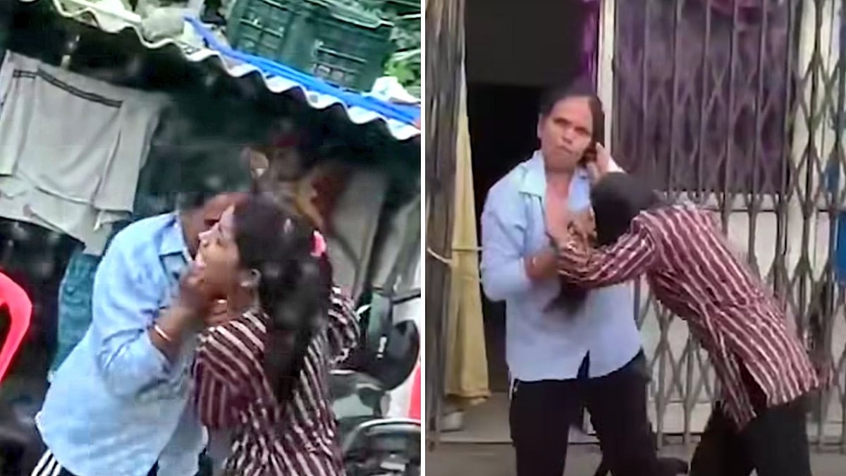 வேலைக்கு செல்ல ஆசைப்பட்ட மகள்..! “தெருவில் இழுத்துப் போட்டு முடியை பிடித்து இழுத்து வெளுத்தெடுத்த தாய்”.. அதிர்ச்சி வீடியோ..!!!