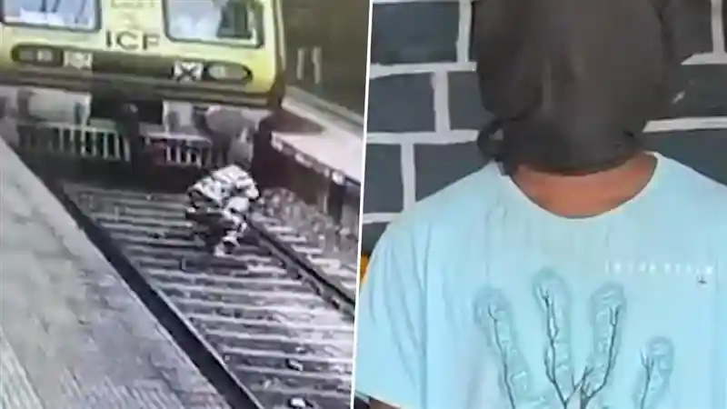 பட்டப்பகலில் துணிகரம்…!  “மாணவியின் சங்கிலி பறித்து ரயில் பாதையில் குதித்த திருடன்”  உயிரை பணயம் வைத்து பிடித்த  போலீசார் – வைரலாகும் வீடியோ..!!!