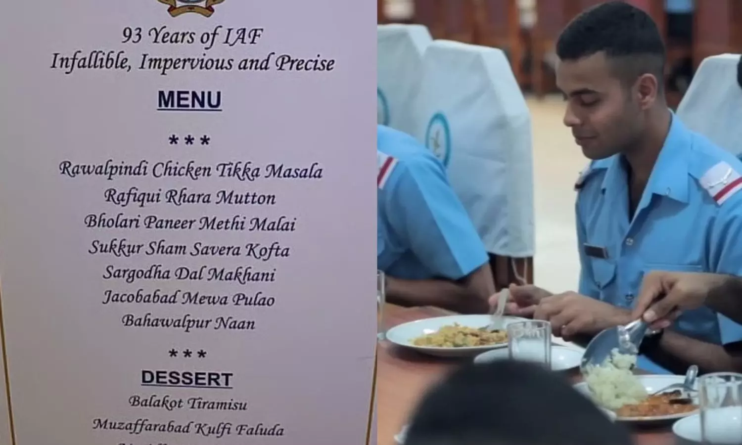 ராவல்பிண்டி சிக்கன்.. பகவல்பூர் Naan.. இந்திய விமானப்படை தினம் கொண்டாட்டம்… வைரலாகும் மெனு லிஸ்ட்…!!!