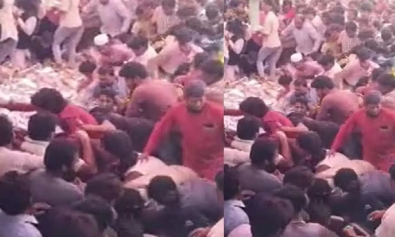 “இது பிரியாணி விருந்தா இல்ல போர்க்களமா”…? பிரியாணி பொட்டலத்திற்காக கூட்டம் கூட்டமாக வந்த ஓவைசி கட்சி ஆதரவாளர்கள்… வைரலாகும் வீடியோ…!!