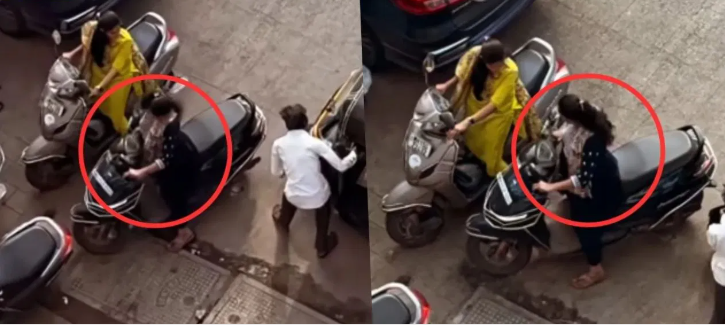 யம்மா ஸ்கூட்டிய எடுத்துருவியா….? ரொம்ப நேரமா  போராடிய பெண்…. விட்டா நடுரோட்டுல போய் நிப்பாங்க போல…. வைரலாகும் வேடிக்கை வீடியோ….1!