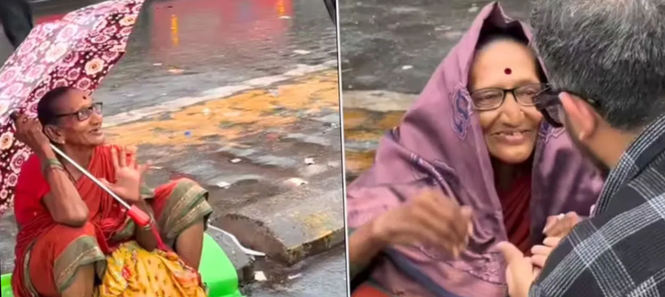 மனிதநேயம் இன்னும் இருக்கு…. மூதாட்டிக்கு உதவிய நபர்…. வைரலாகும் வீடியோ….!!