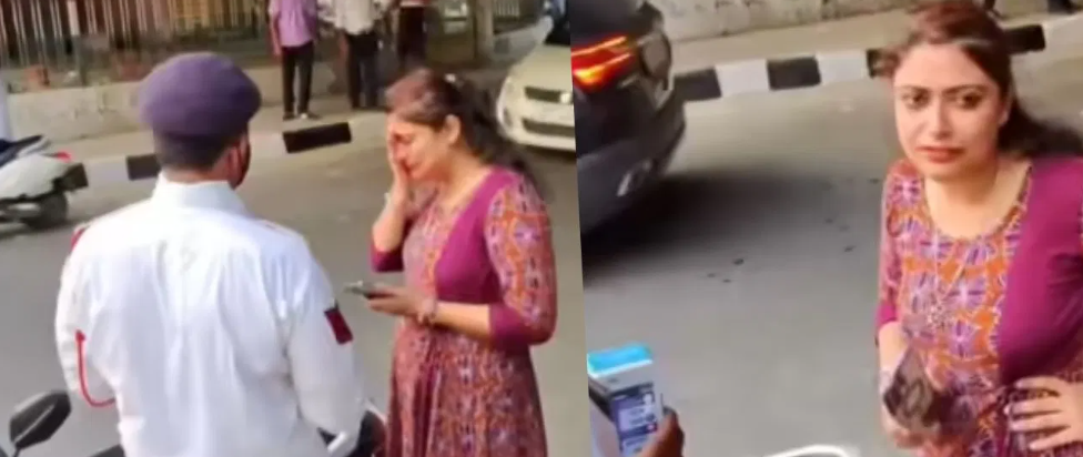 போக்குவரத்து போலீசிடம் அழுத பெண்…! ஹீரோவாக நினைத்து சிக்கலில் சிக்கிய வாலிபர்… இப்படி மாட்டிக்கிட்டேயே பங்கு…!!!