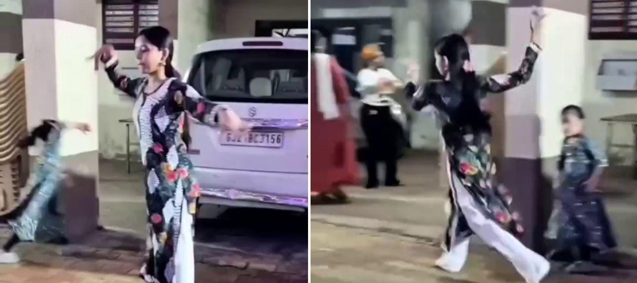 “நவராத்திரி கொண்டாட்டம்”… இந்த பெண் எப்படி சுத்துறாங்க-ன்னு பாருங்க… தலையே சுத்துது…. வைரலாகும் வீடியோ…!!!