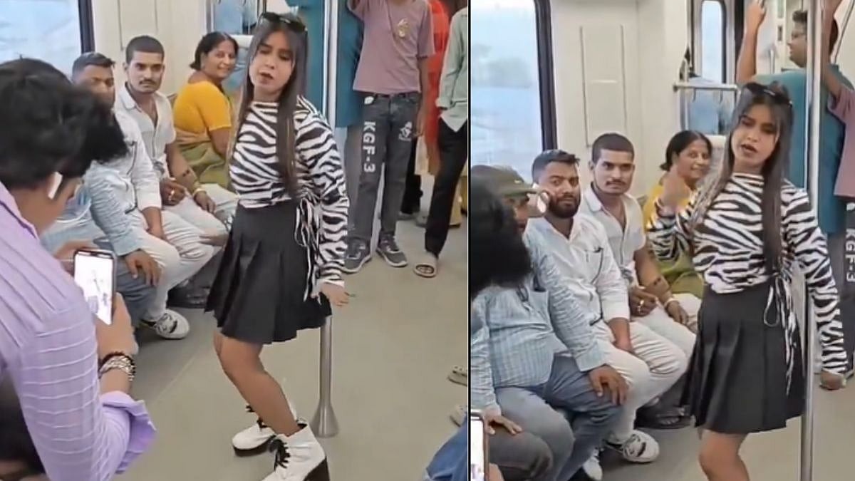 கூட்டத்தில் குதூகலம்…  குட்டை பாவாடையில் பெண்ணின் கலக்கல் நடனம்…. பாட்னா மெட்ரோவில் வைரல் வீடியோ….!!
