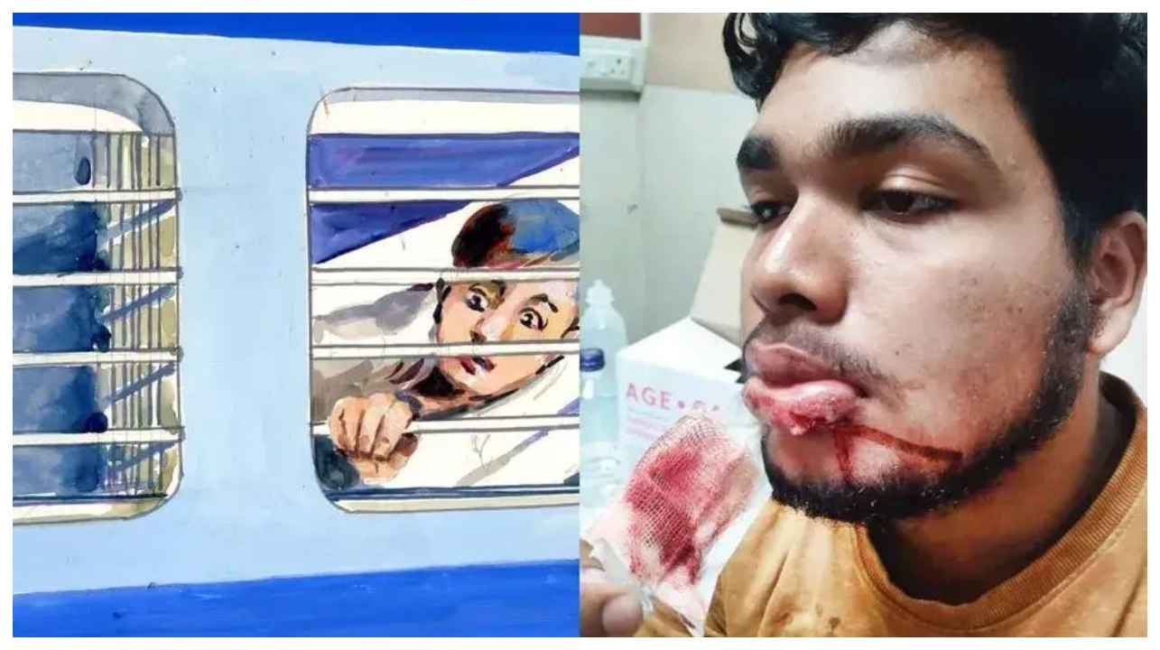ரயிலுக்குள் இருந்து வீசப்பட்ட கண்ணாடி பாட்டீல்… பிளாட்பாரமில் நின்ற இளைஞர்… முகத்தில் பட்டு ரத்தம் சொட்ட சொட்ட… அதிர்ச்சி சம்பவம்…!!!