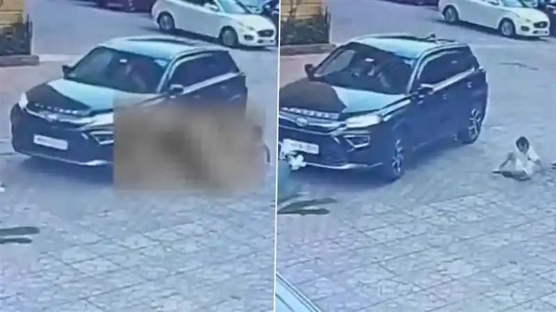 பதற வைக்கும் CCTV: விளையாடிய சிறுவன்… காலில் ஏறிய கார்…. வலியால் துடித்த அதிர்ச்சி காணொளி….!!