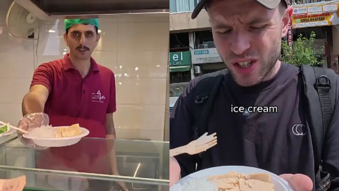 சத்தியமா இது ஃபலூடா இல்லை…. அநியாயமா ஏமாந்து போன வெளிநாட்டு பயணி…. பாகிஸ்தானில் வைரலாகும் ‘மோசடி’ ஸ்வீட் வீடியோ….!!