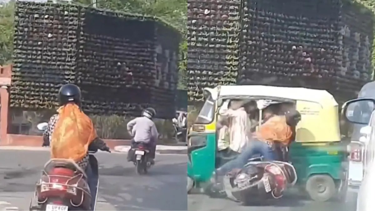 தப்பான பக்கம் ஆட்டோவை முந்திய பெண்… அய்யயோ இப்படி ஆகிருச்சே… வைரலாகும் காட்சி…!!