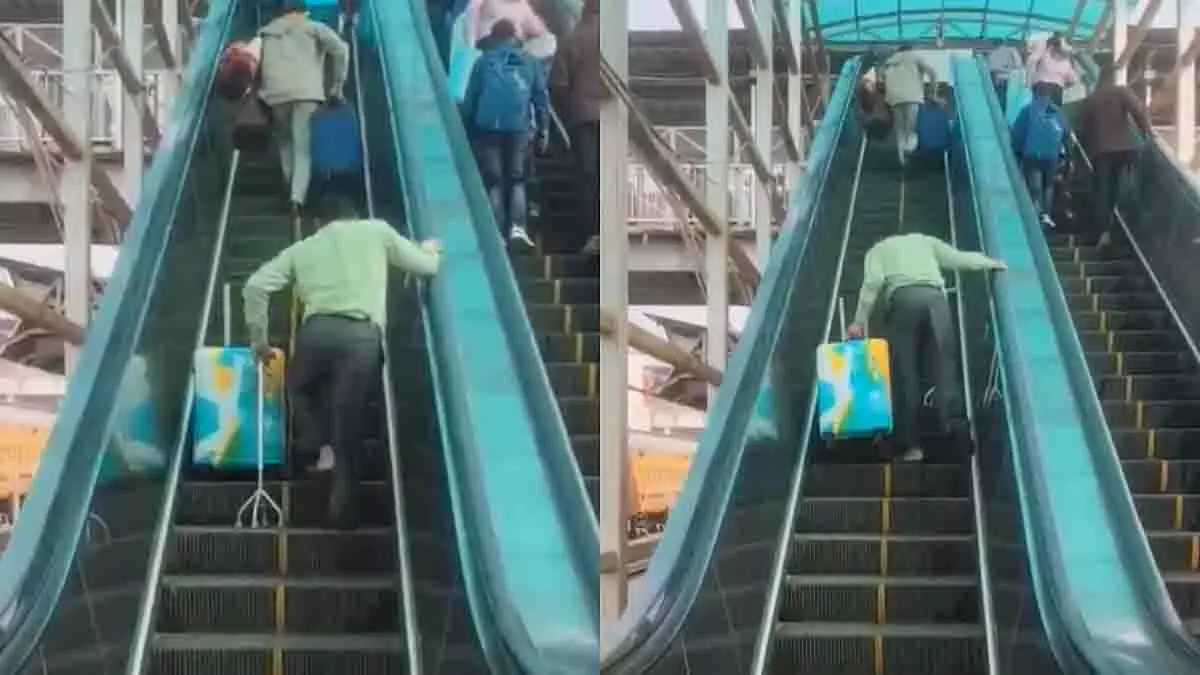 ஊன்றுகோலுடன் பழுதடைந்த எஸ்கலேட்டரில் போராடிய மாற்றுத்திறனாளி பயணி… ரயில் நிலையத்தில் நடந்த துயரம்! வீடியோவால் எழுந்த சர்ச்சை!
