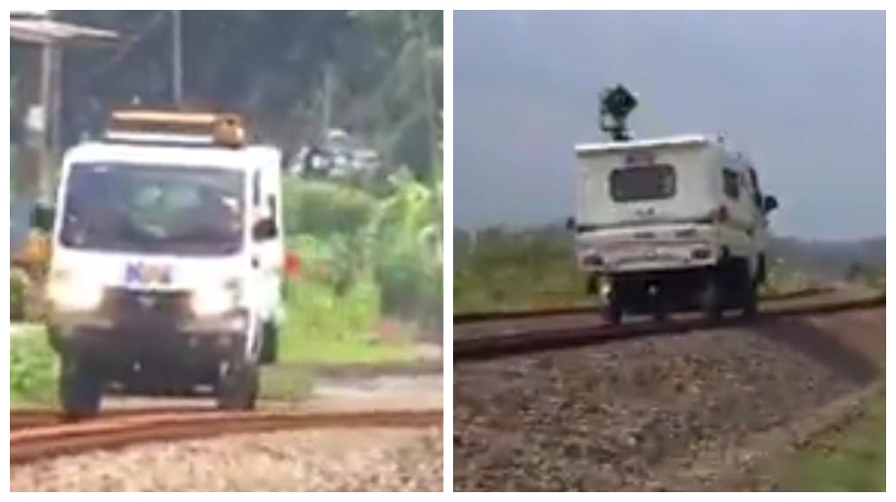 ஒரு வேல ஆம்புலன்ஸ்- ஆ இருக்குமோ?… ரயில் தண்டவாளத்தில் சென்ற வாகனம்… வைரலாகும் வீடியோ…!!