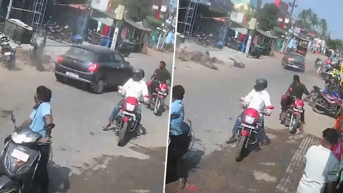 கட்டுப்பாடற்ற கார்: சாலையில் அதிவேக  கோர விபத்து நிறுத்தப்பட்ட வாகனங்களை இடித்து கடைக்குள் புகுந்ததால் பீதி..!!!