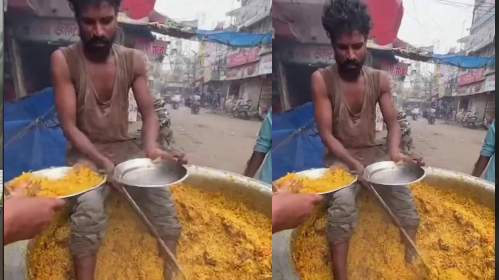 சாப்பாட்டுல கால் வைப்பாங்களா….? பிரியாணி மீது வெறுப்பை ஏற்படுத்திய அதிர்ச்சி வீடியோ…. நெட்டிசன்கள் கோபம்….!!