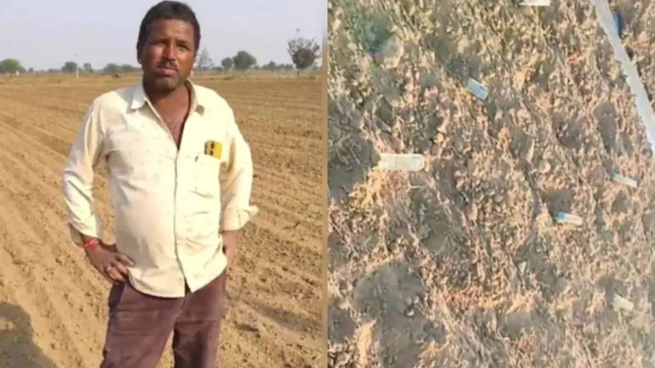 அதிகாரிகளுக்குப் பாடம்…. வயலில் ₹500 நோட்டுகளை நட்ட விவசாயி…. இழப்பீடு கேட்டு நூதனப் போராட்டம்…!!