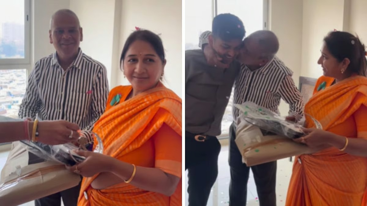 “இந்த வீடு உங்களுடையது”… பெற்றோருக்கு இன்ப அதிர்ச்சி கொடுத்த மகன்… கட்டியணைத்து முத்தமிட்டு…. வைரலாகும் நெகிழ்ச்சி வீடியோ…!!!