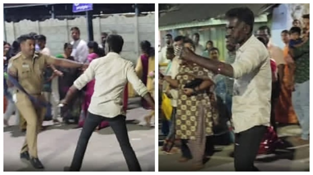 தமிழகத்தில் மீண்டும் பயங்கரம்…! “அதிகாலை நேரத்தில் போலீஸ்காரரை கத்தியுடன் துரத்திய  போதை வாலிபர்”… வைரலாகும் பரபரப்பு வீடியோ…!!!