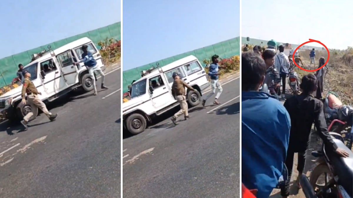 சினிமா பாணியில் நடந்த “Chasing”… சாலையில் பழுதாகி நின்ற போலீஸ் வாகனம்… நைசாக தப்பி ஓடிய கைதி… துரத்திச் சென்ற அதிகாரிகள்… வைரல் வீடியோ..!!