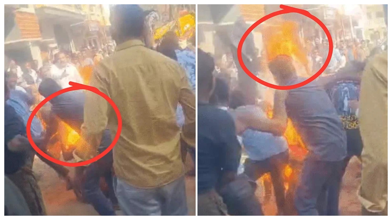 வீட்டை இடிக்க வந்த ஜேசிபி …. வாழ்வாதாரமா? ஆக்கிரமிப்பா?… கண் முன்னே தீக்குளித்த தம்பதியினர்… இணையத்தில் வைரலாகும் வீடியோ…!!!