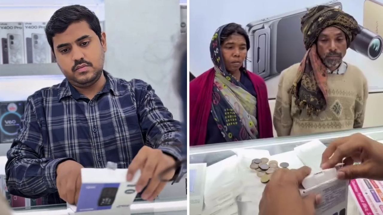“சில்லறைகள் தான் இருக்கு”… பழைய கைபேசியை வாங்க கடைக்கு வந்த தம்பதி… புது போனை குடுத்த உரிமையாளர்… நெஞ்சை உருக்கும் வீடியோ…!!!