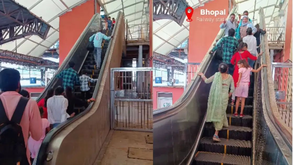 ரயில் நிலையத்தில் விபரீத விளையாட்டு! கீழிறங்கும் ‘எஸ்கலேட்டரில்’ மேல்நோக்கி ஏறி போராடிய பயணிகள்: நெட்டிசன்களை சிரிக்க வைத்த வீடியோ..!!