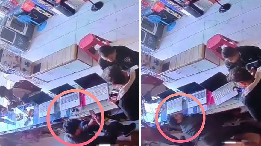 அடக்கடவுளே… அலுவலகத்தில் வேலை செய்து கொண்டிருந்த ஊழியர்… திடீரென மயங்கி விழுந்து உயிரிழப்பு… அதிர்ச்சி வீடியோ…!!