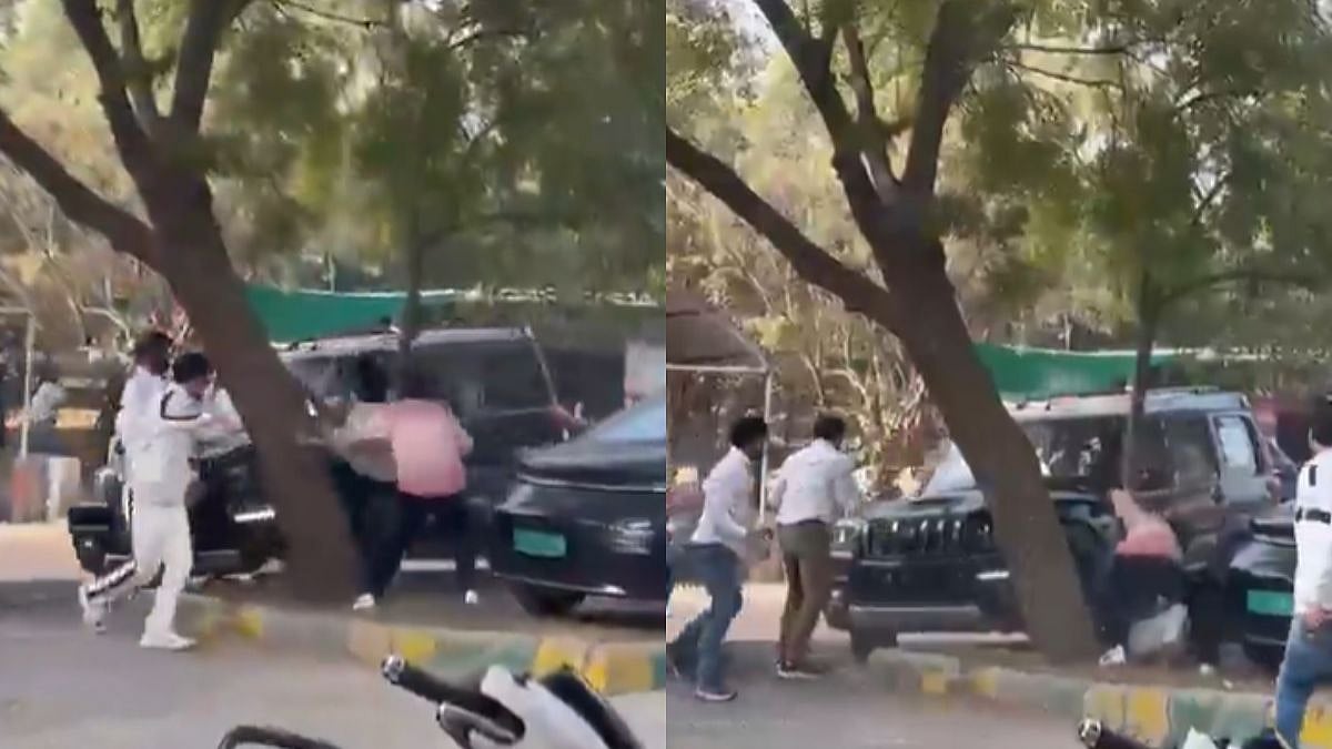 கல்லூரி வளாகத்திற்குள் காரைத் தாறுமாறாக ஓட்டிய கும்பல்… மாணவர்கள் மீது மோதி அட்டகாசம்… கற்களை வீசி தாக்கிய இளைஞர்கள்… வைரலாகும் அதிர்ச்சி வீடியோ…!!!