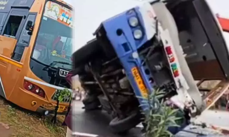 “திடீர் பிரேக்.. ஒரே இடி..அலறிய பயணிகள்..!”.. அடுத்தடுத்து மோதிய 3 பேருந்துகள்.. 20 பேர் படுகாயம்… திருப்பூரில் நடந்த பயங்கரம்..!!!