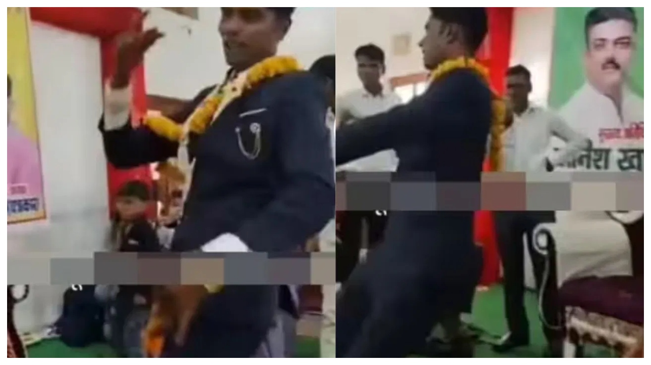 கல்யாண மேடைன்னு கூட பாக்காம இப்படியா?… இடுப்பை வளைத்து நெளித்து லேடி கெட்டப்பில் டான்ஸ் ஆடிய மாப்பிள்ளை.. தெறித்து ஓடிய பெண் வீட்டார்?… வைரலாகும் வீடியோ…!!!