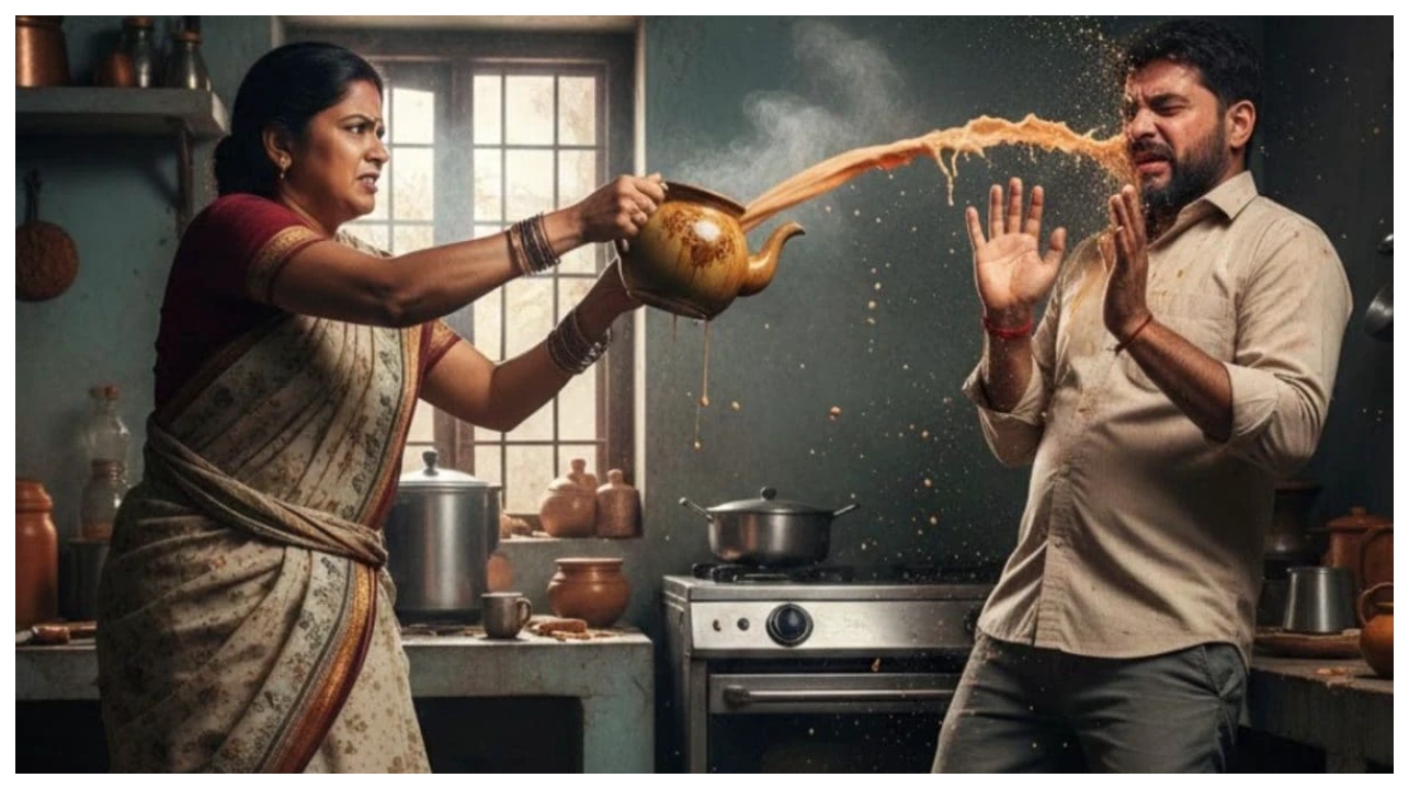 திருமணமான ஒரே ஆண்டில் கணவருக்கு நேர்ந்த கதி… வாக்குவாதம் முற்றியதில் விபரீதம்… முகத்தில் டீயை ஊற்றிய மனைவி… புனேவில் நடந்த திக் திக் சம்பவம்…!!!