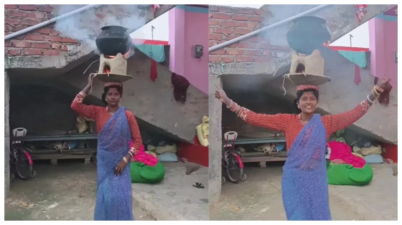 இது திறமையா? இல்ல முட்டாள்தனமா?… உயிரை அடகு வைத்து ஒரு நடனம்… நெருப்புடன் விளையாடும் பெண்… ஒரு நிமிடம் சமநிலை தவறினாலும் அவ்வளவுதான்… வைரலாகும் வீடியோ…!!!