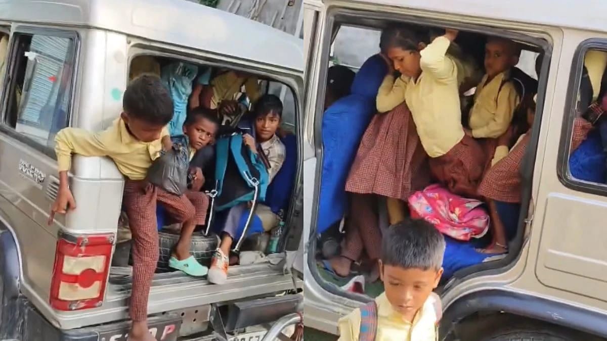 பள்ளி வாகனமா? ஆட்டு மந்தையா? பள்ளி மாணவர்களுக்கு நேர்ந்த கொடுமை.. நடுரோட்டில் அரங்கேறும் அநியாயம்.. வைரலாகும் அதிர்ச்சி காட்சி..!!