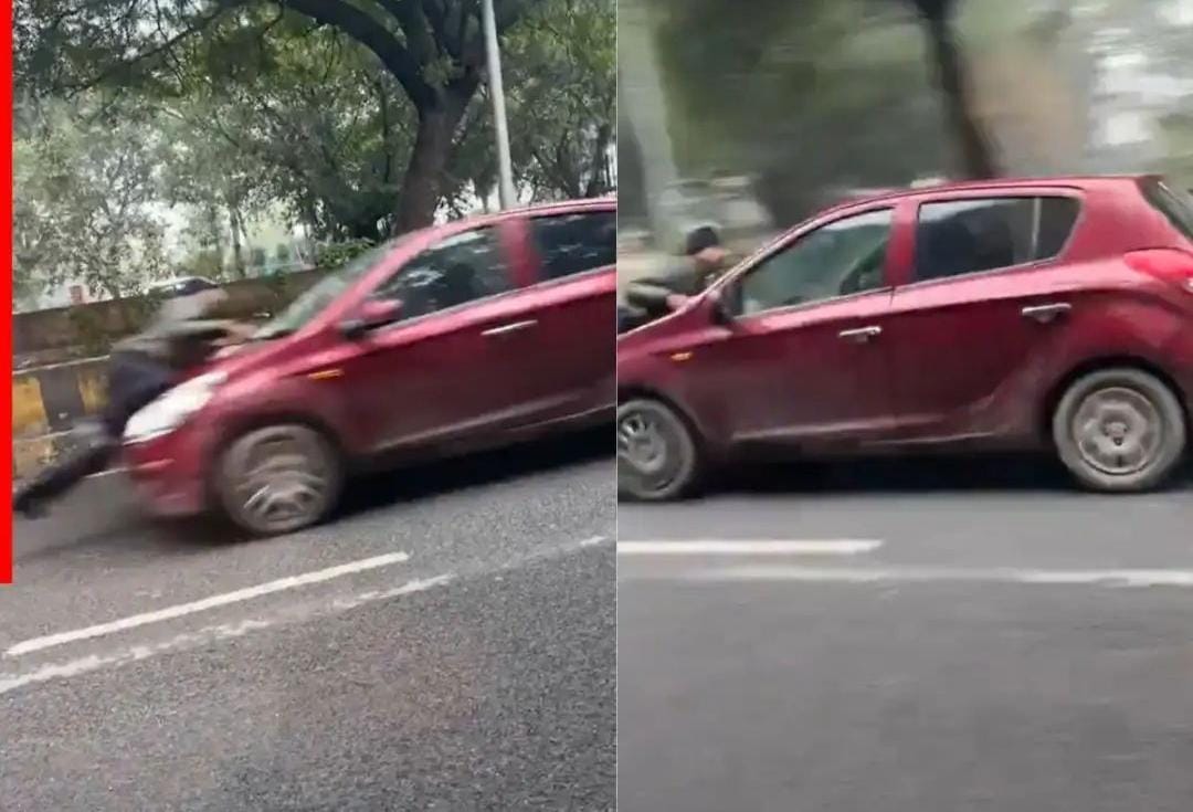 விதிகளை மீறிய வாகன ஓட்டுநர்… தடித்த காவலரை 500மீ தூரம் காரில் இழுத்து சென்ற நபர்… வைரலாகும் அதிர்ச்சி வீடியோ…!!!