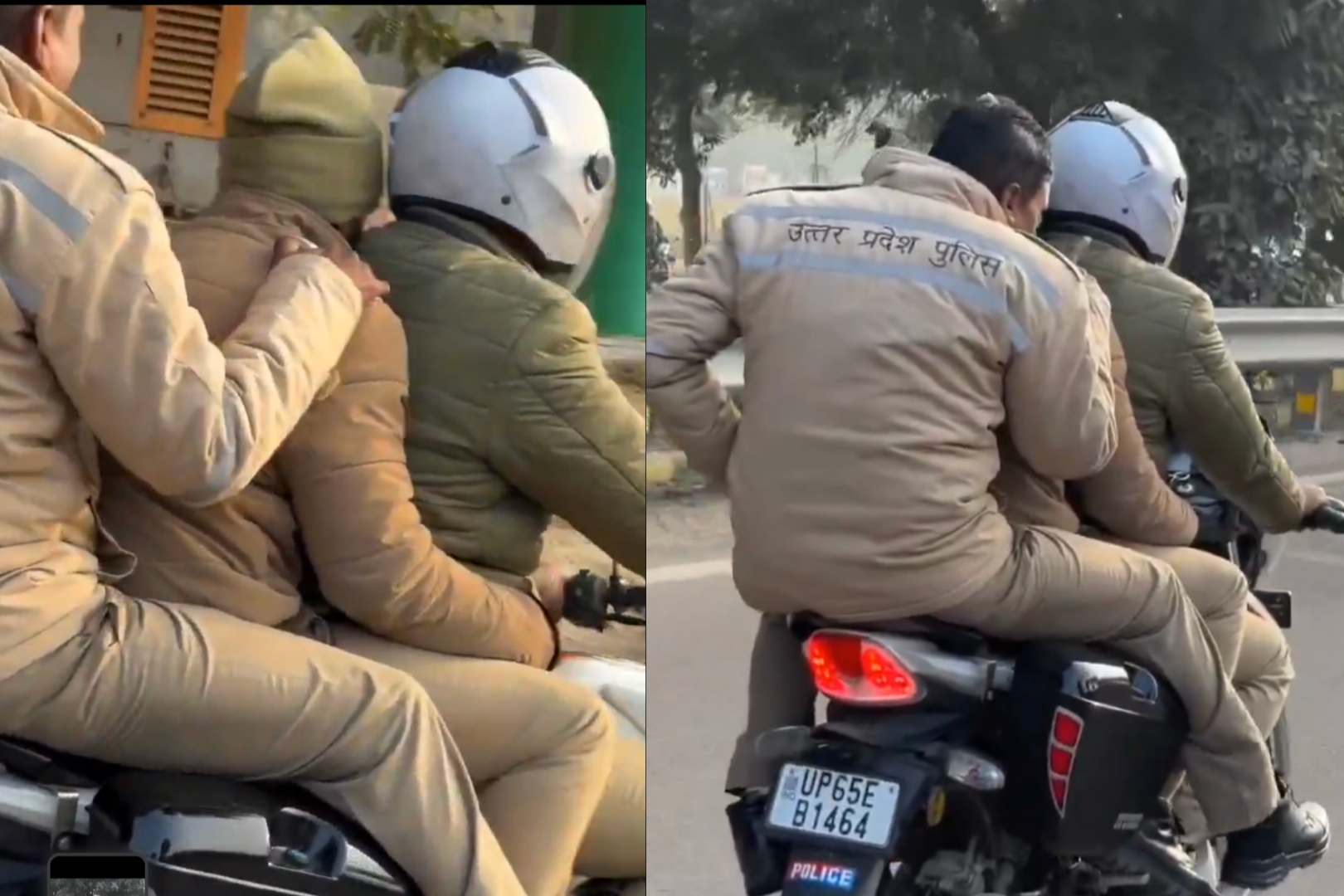 “நீங்க மட்டும் ட்ரிபிள்ஸ் போலாமா?” ஒரே பைக்கில் மூன்று போலீசார்….. வீடியோ எடுத்து வறுத்தெடுக்கும் நெட்டிசன்கள்….!!