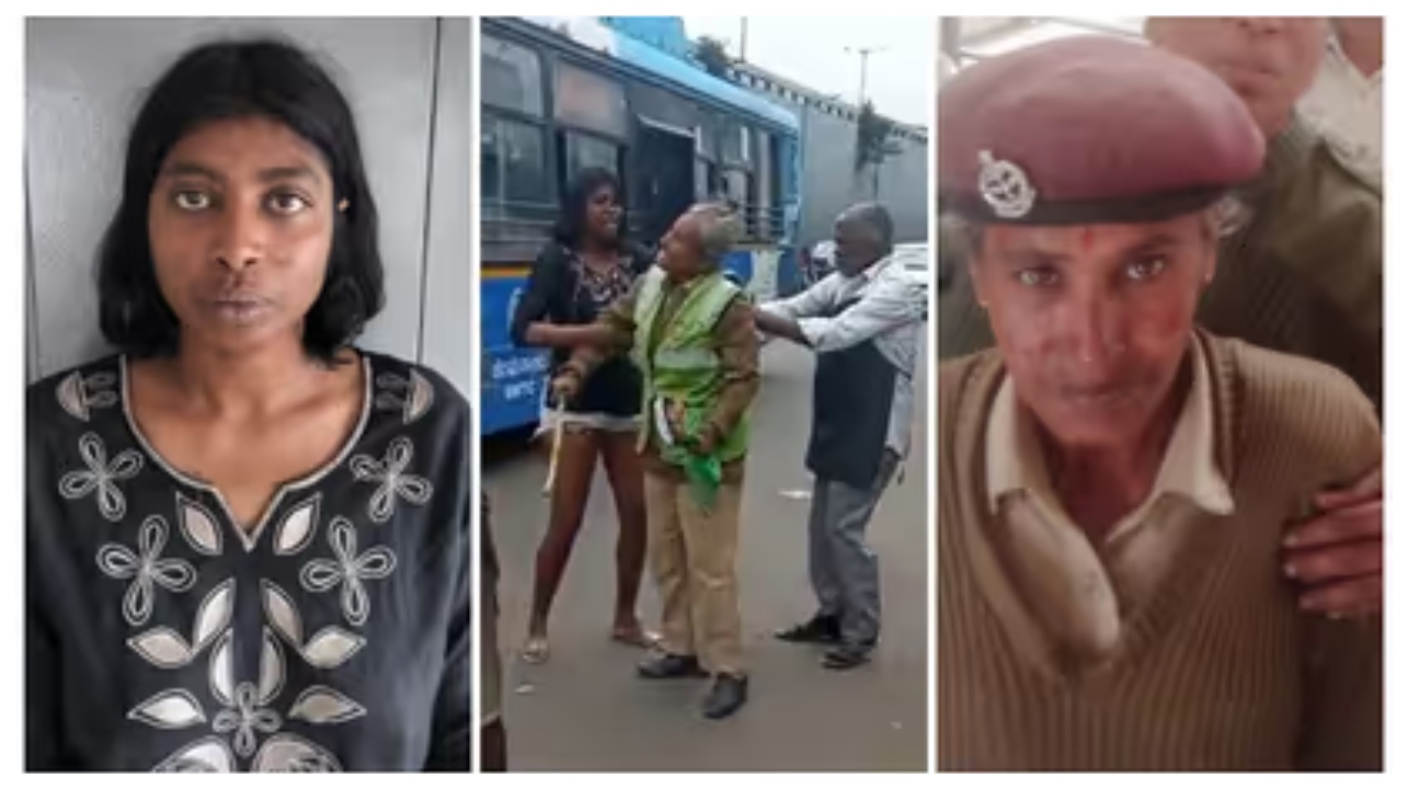 சாலையின் நடுவே அரைகுறை ஆடையில் நின்ற இளம் பெண்… அறிவுரை கூறிய பெண் காவலர்… தலை முடியை பிடித்து இழுத்து அடித்து… வைரலாகும் அதிர்ச்சி வீடியோ…!!!