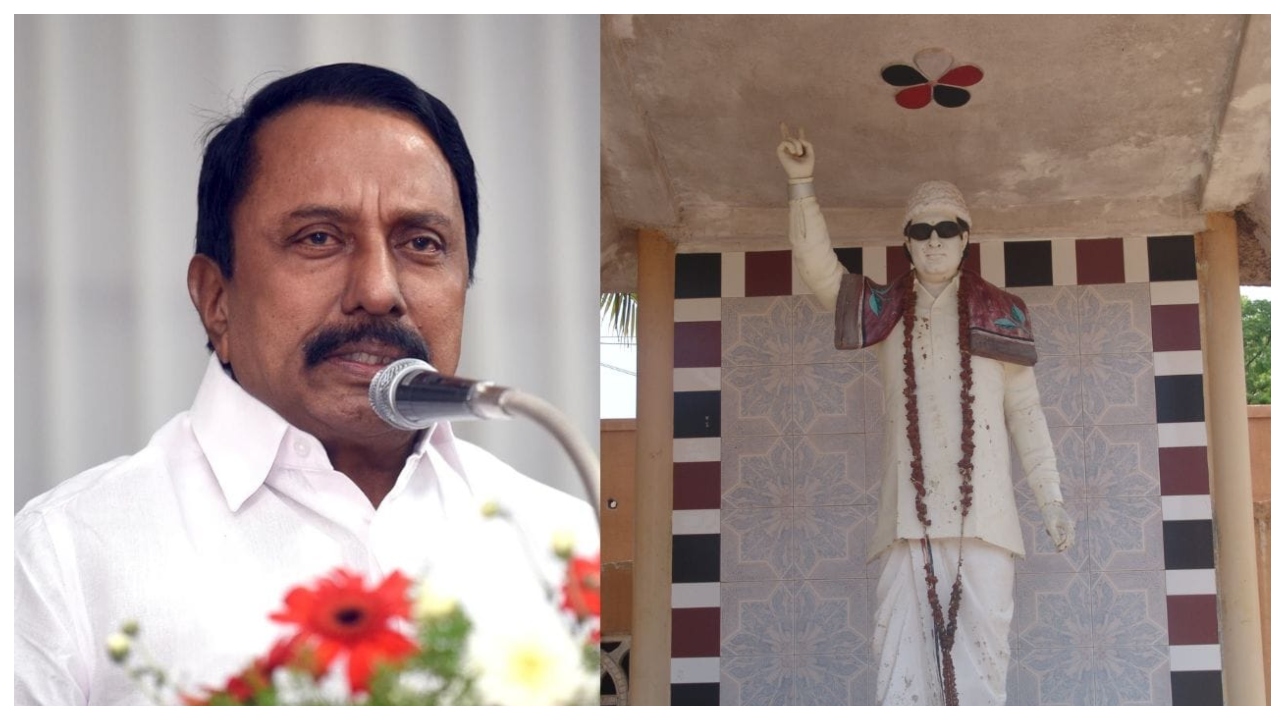 எம். ஜி. ஆர் சிலைக்கு மாலை அணிவிக்க கூடாது… சுற்றி பூட்டு போட்டு போர்க்கொடி தூக்கிய அதிமுகவினர்…  செங்கோட்டையனுக்கு எதிர்ப்பு…!!!