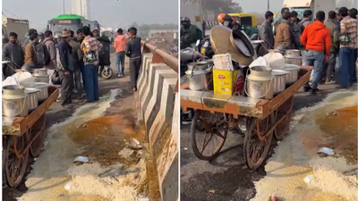 அய்யோ என் வியாபாரமே போச்சே… தள்ளுவண்டி மீது ஸ்கூட்டர் மோதி விபத்து… ரூ. 5000 நஷ்டஈடு கேட்ட வியாபாரி… வைரல் வீடியோ…!!