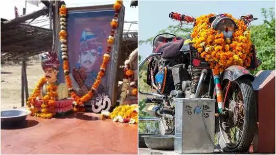 “புல்லட் பாபா கோவில்”… பைக்குக்கு மாலை அணிவித்து பூஜைகள் செய்யும் மக்கள்…. ஏன் தெரியுமா?… அதிசய சம்பவம்…!!