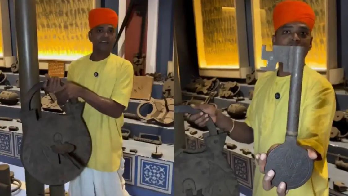 அம்மாடியோ… எவ்வளவு பெரிய பூட்டு, சாவி… பழங்கால கோட்டைகளைப் பாதுகாத்த 15 கிலோ எடை கொண்ட ராட்சத பூட்டு… வைரலாகும் ஆச்சரிய வீடியோ…!!!