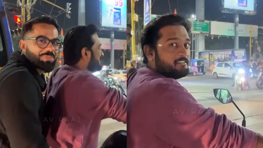 அட அப்படியே விராட் கோலி, தோனி போலவே இருக்காங்க… ஒரே பைக்கில் சென்ற கிரிக்கெட் வீரர்கள்… ஆச்சரியத்தில் உறைந்த மக்கள்… வைரலாகும் வீடியோ…!!!