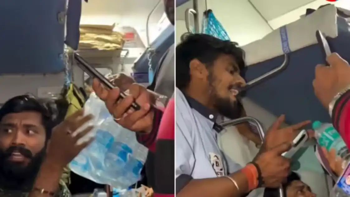 இதுலையும் Scam- ஆ?…. ரயிலில் தரமற்ற குடிநீரை அதிக விலைக்கு விற்ற ஊழியர்… சுற்றி வளைத்து தகராறு செய்த பயணிகள்… வைரல் வீடியோ…!!