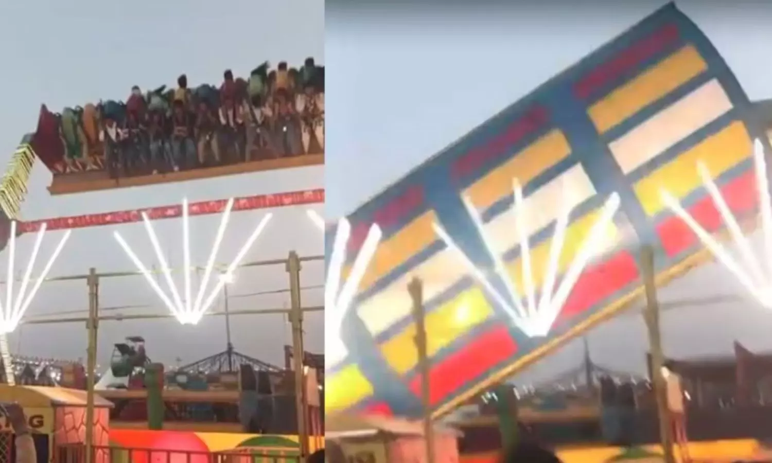 பொருட்காட்சியில் ராட்சத ராட்டினம் உடைந்து பயங்கர விபத்து…. காவல் ஆய்வாளர் உயிரிழப்பு… 13 பேர் படுகாயம்… வைரலாகும் அதிர்ச்சி வீடியோ….!!!