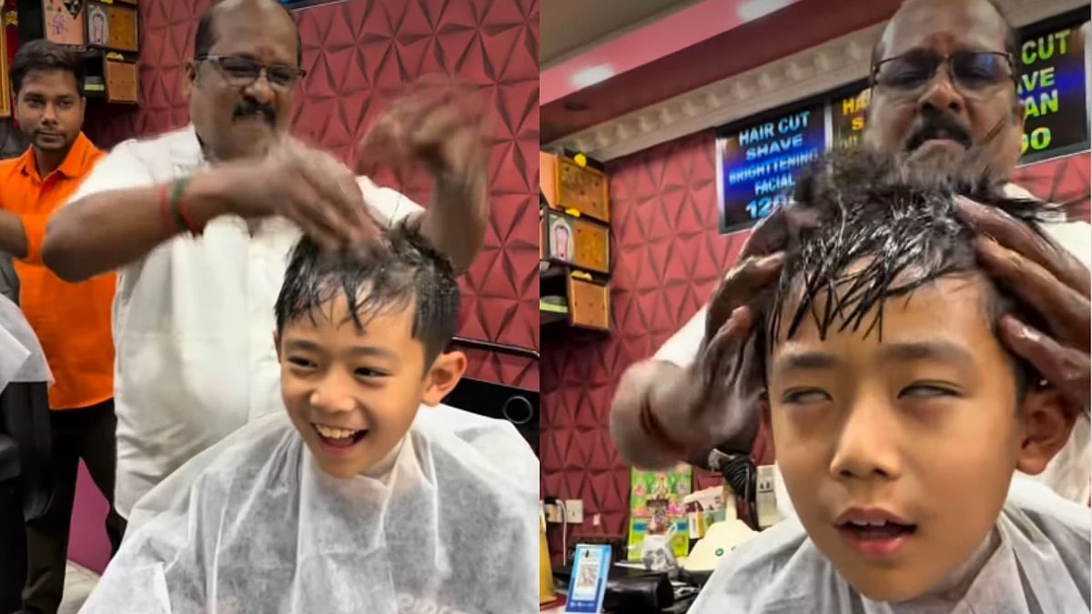 “அடடே!  இப்படி ஒன்ன பாத்ததே இல்ல!”.. சென்னை சலூன் கடையில் கொரியன் சிறுவன் செய்த கியூட் ரியாக்ஷன்.. வைரலாகும் அசத்தலான வீடியோ..!!