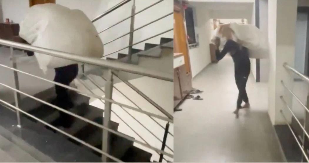 “அவங்களும் மனுஷங்க தான்” – ஆறாவது மாடிக்கு பார்சல்…. லிஃப்ட் கொடுக்காத சொசைட்டி…. வைரலாகும் டெலிவரி ஊழியரின் வீடியோ….!!